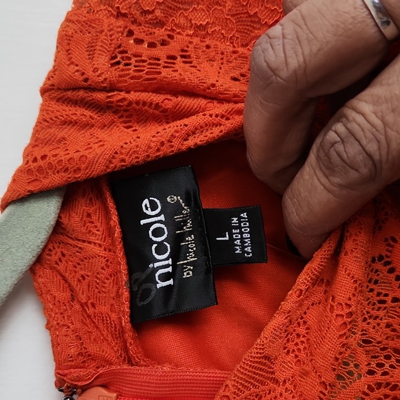 ORANGE SPARK NICOLE BY NICOLE MILLER LACE DRESS SIZE LARGE NEW WITH TAG 2 - Picture 3 of 9
